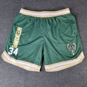 NBA Milwaukee Bucks Giannis Antetokounmpo 34 Men's Basketball Shorts XXL Green